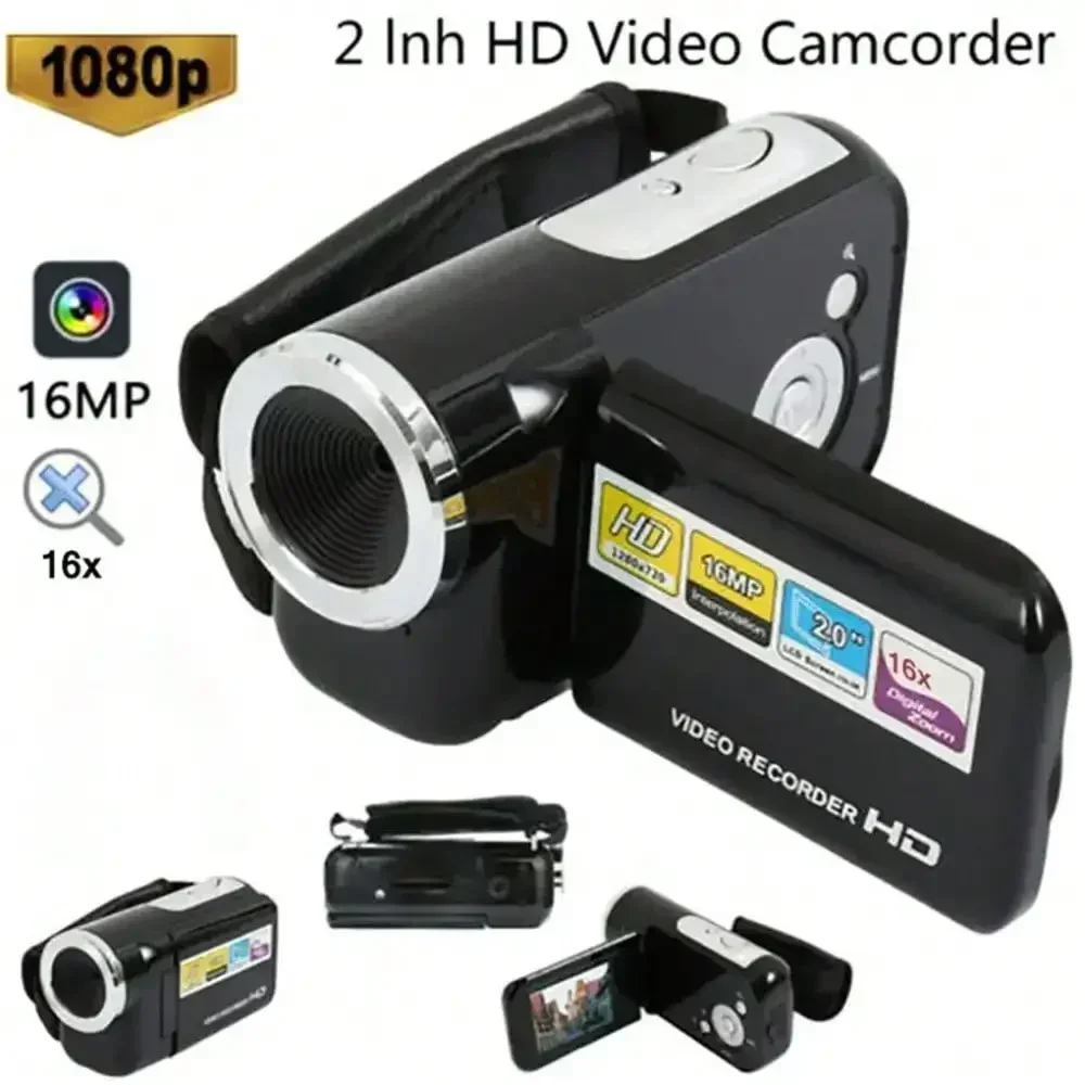 16MP Mini DV Camcorder – 2.0" LCD, 4x Digital Zoom, LED Flash