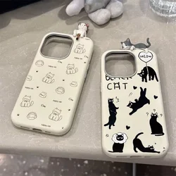 Cartoon Couple Cat Cute Kitten 3D DIY Doll Case For Samsung A16 A35 A06 A13 A05s A05 A15 A14 A55 A12 A04s A03s A24 A23 A50 A25