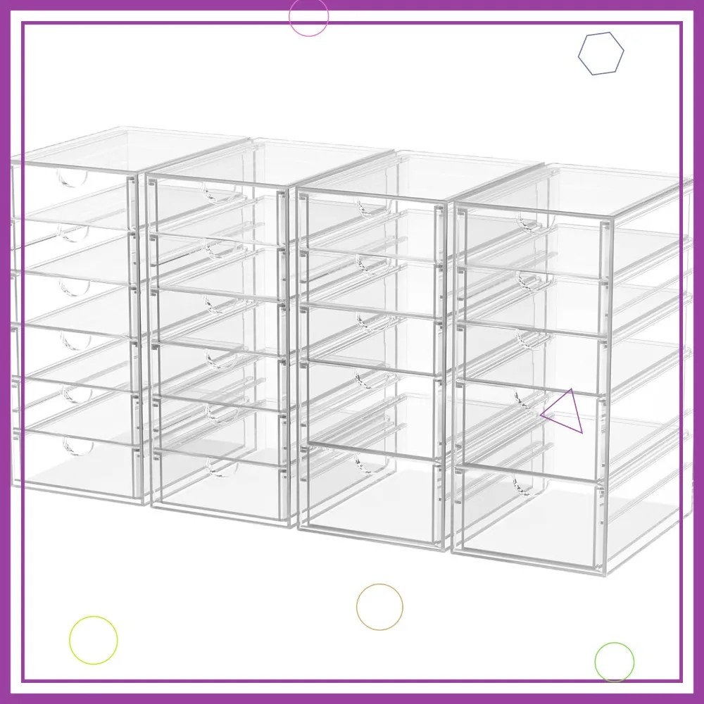 

22-Drawer Desk Organizer Set, 4-Pack Plastic Storage Bins for Office, Bathroom & Makeup Organization