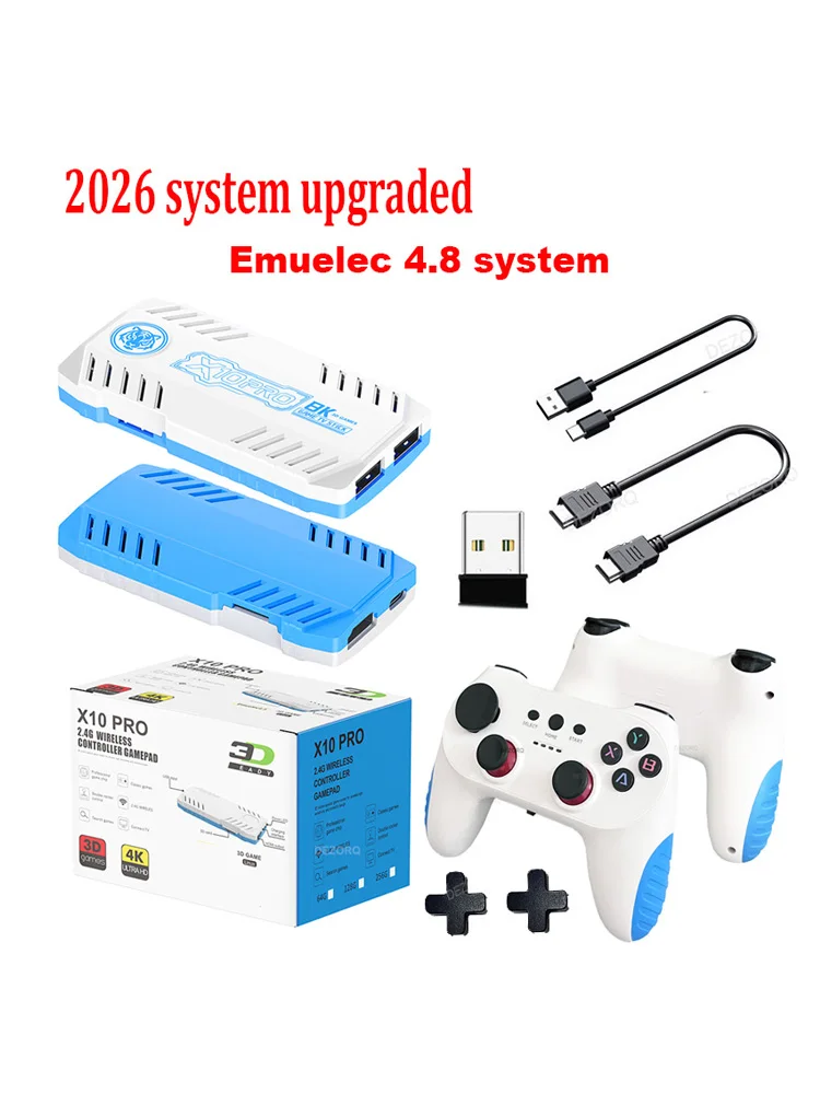 Emuelec 4.8 X10 Pro Game Stick 4K X10 Ultra Retro Konsola do Gier Wideo z Wyjściem HD, Wbudowane Gry Retro, Dwa Kontrolery 2.4G — 2