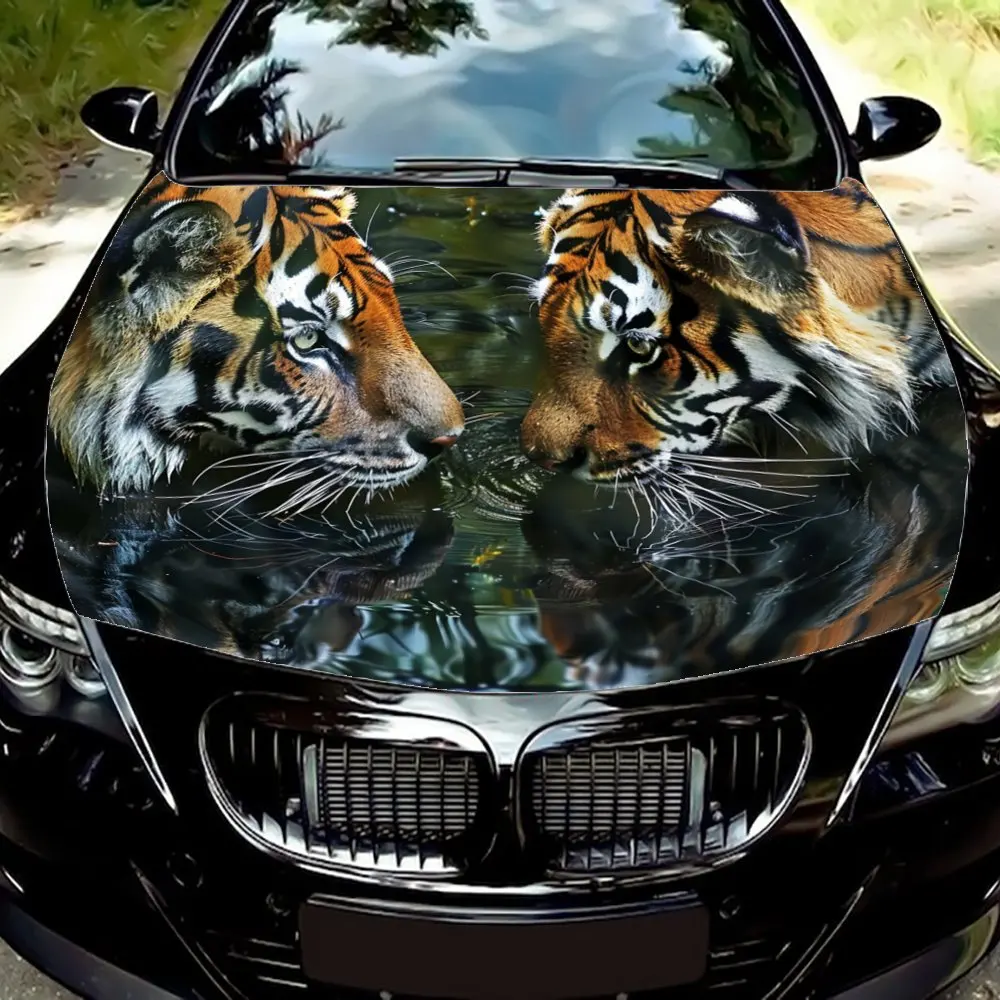 Custom Tiger Landscape Car Wrap - Professional Grade Vinyl