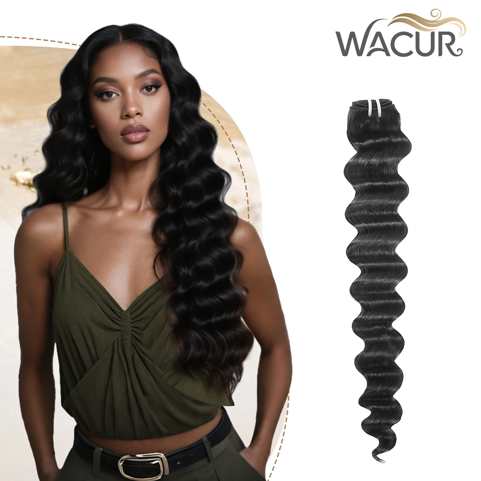 

Wacur 12A Loose Deep Bundle real Human Hair Braided Extension 12-30inch Natural Black 100% Virgin Remy Hair Extension for woman