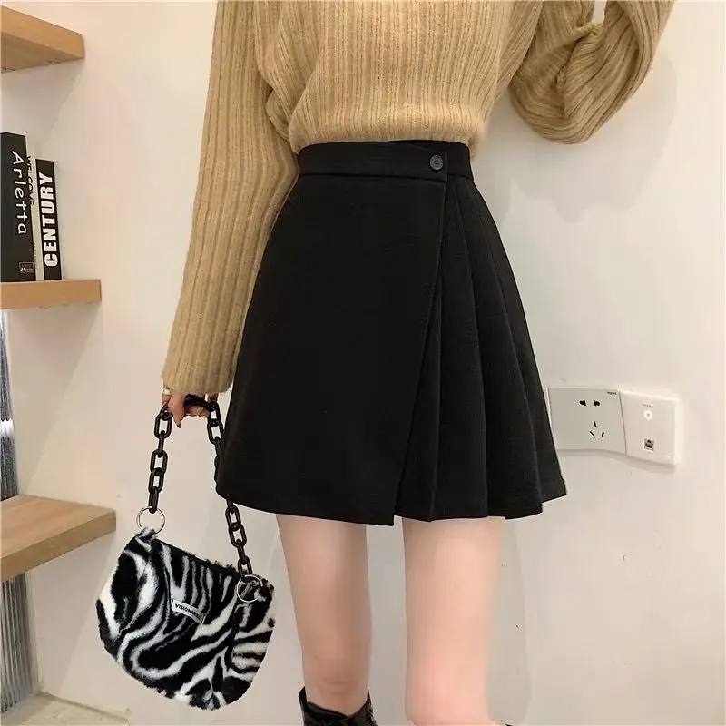 Saias plissadas para mulher curto primavera outono alta streetwear saias irregulares novo doce coreano roupas femininas