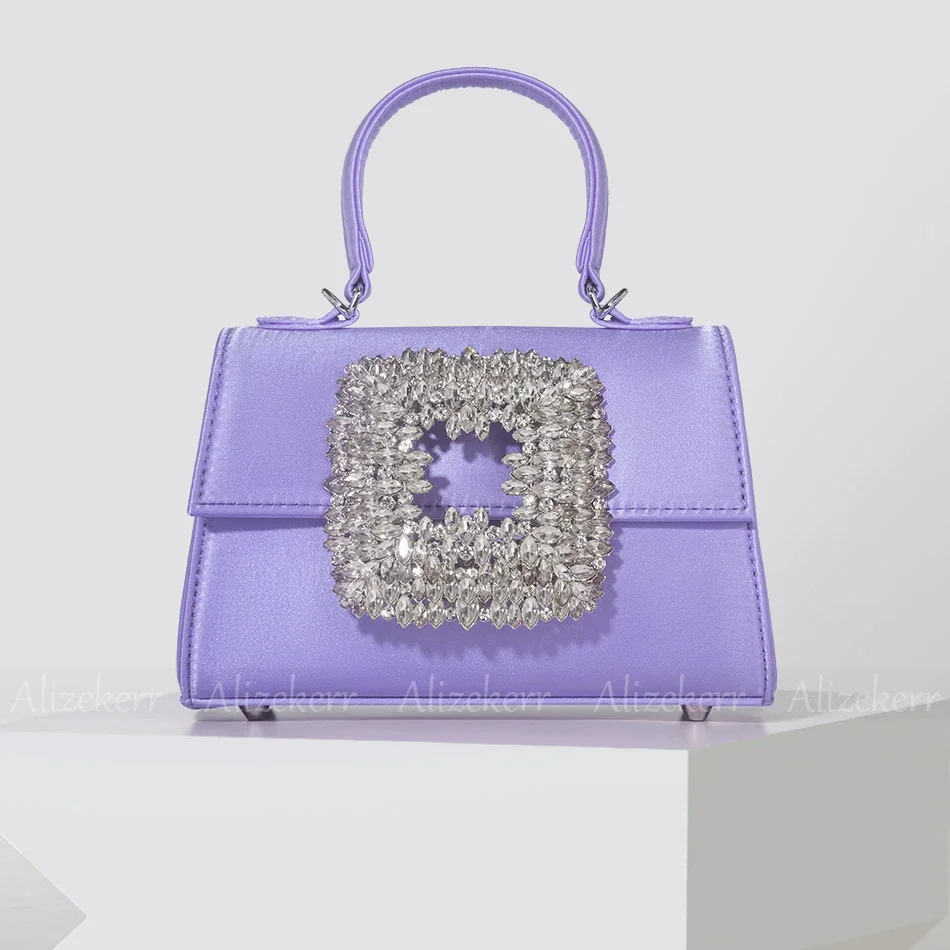 Borse da donna in raso con diamanti Nuova boutique di lusso Pochette da sera in cristallo Borse a tracolla con catena per festa di nozze Alta qualità