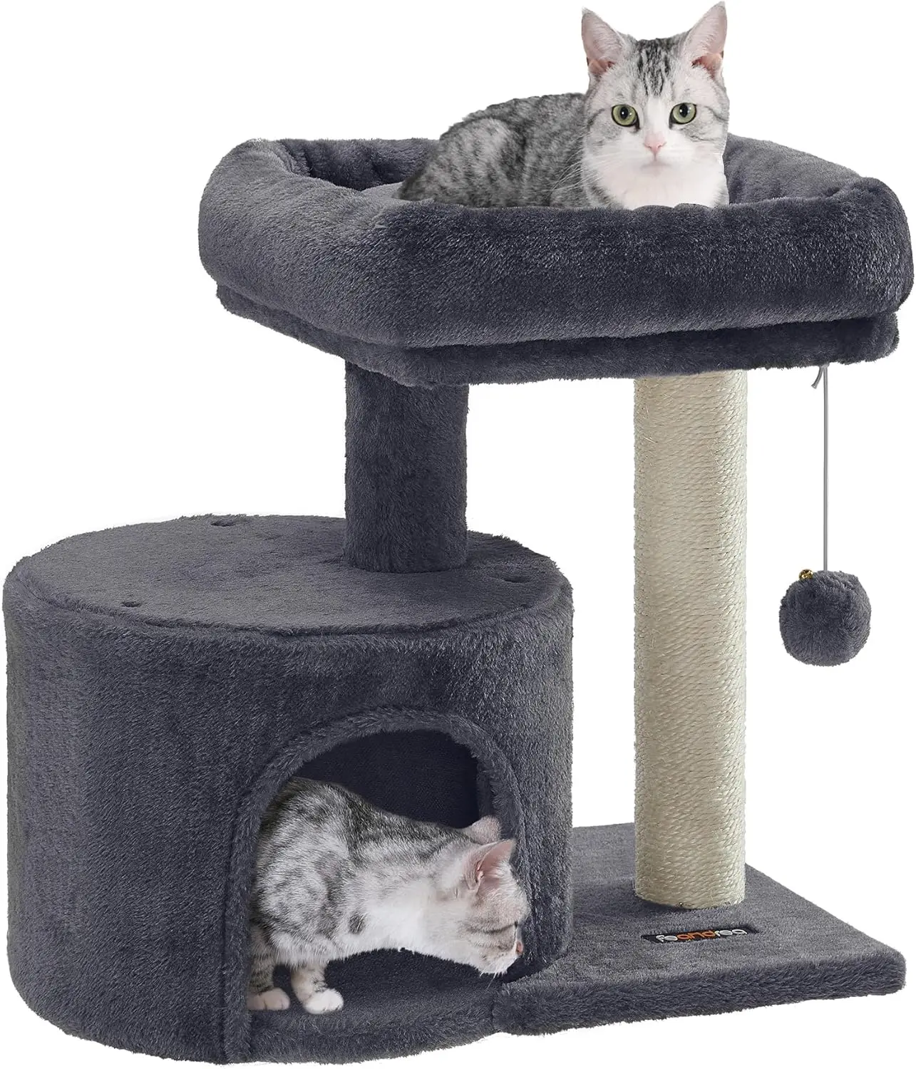 

Cat Tree, Small Cat Tower with Sisal Scratching Post, Plush Condo with Padded Perch, for Small Spaces, Kittens, Smoky Gr