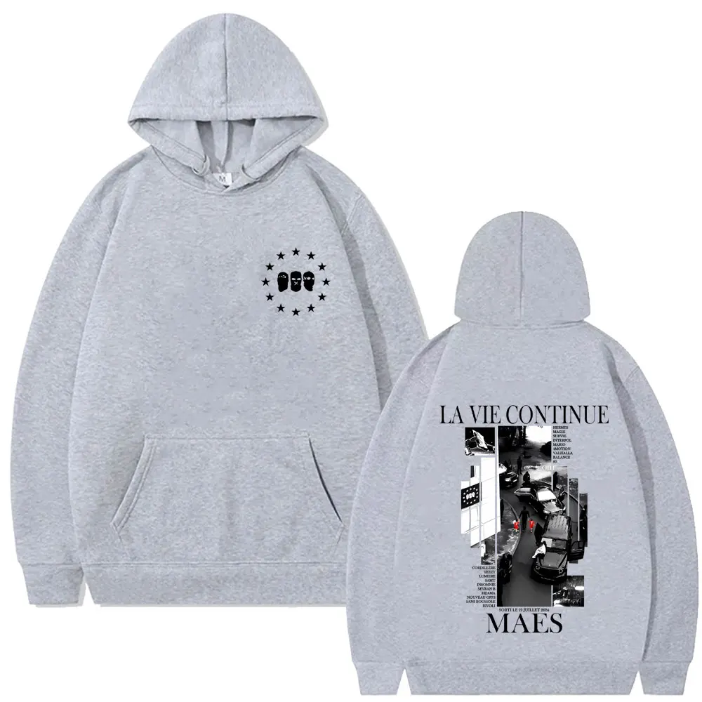 مغني الراب Maes La Vie Continue ألبوم الجرافيك هوديي الرجال النساء الهيب هوب موضة البوب الموسيقى الشارع الشهير الرجال بلوزة كاجوال الخريف #2