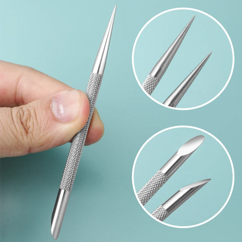 1 Stuk Dubbelzijdig Roestvrij Staal Cuticula Pusher Nagel Manicures Verwijderaar Manicure Sticks Gereedschap Voor Nail Art