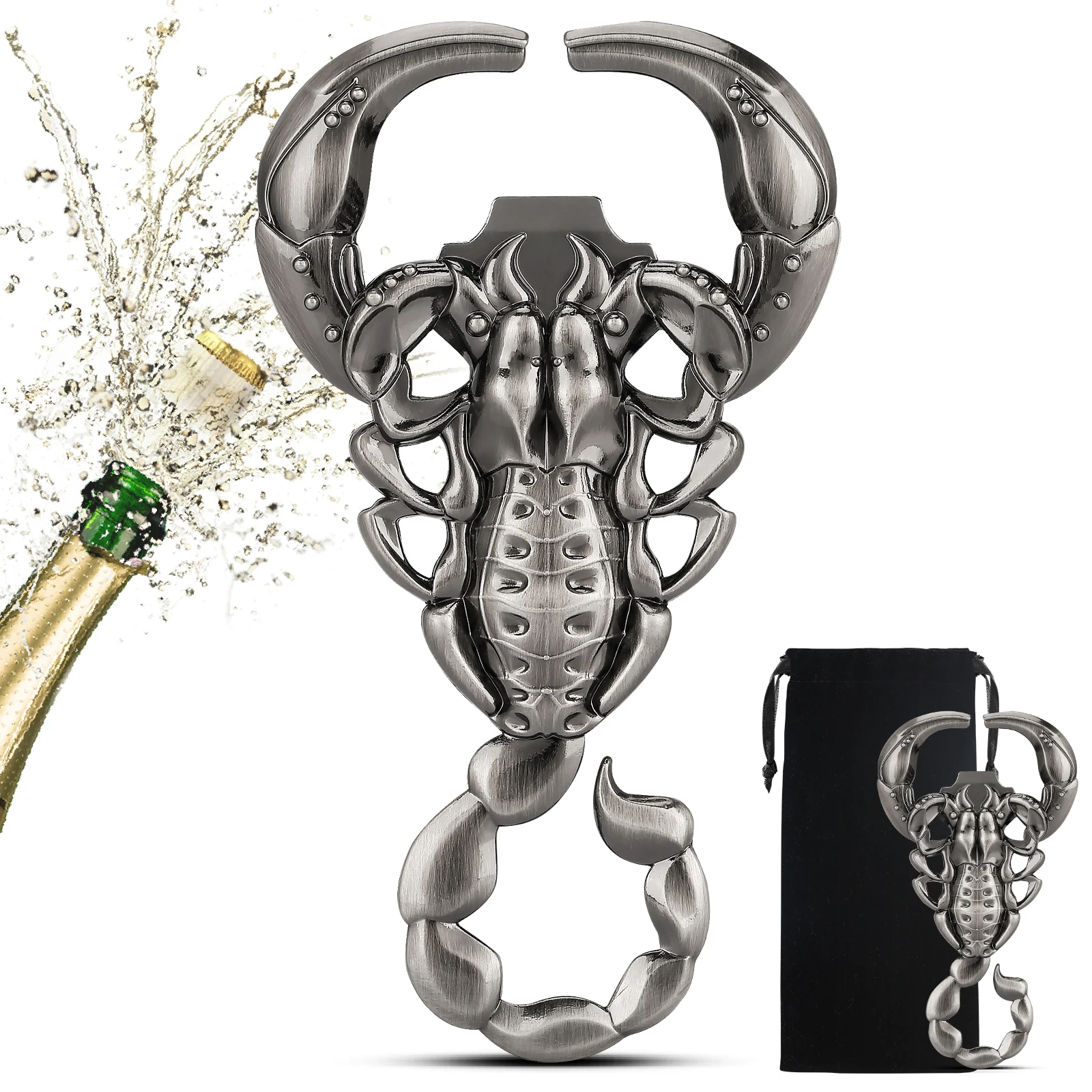 Unique Scorpion Shaped Bottle Opener Gift Bag for Men Husband Special Birthday Present for Male Personalized Soda Beer Corkscrew