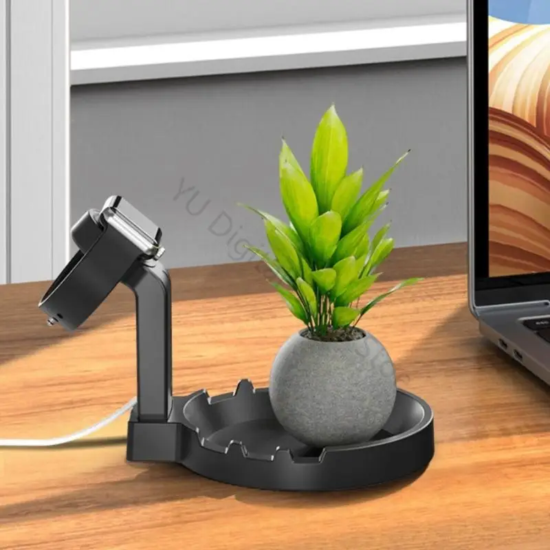 96BA Universal Charging Stand Builtin Storage Tray For Smartwatches With Weighted Bottom And Invisible Wire Solution