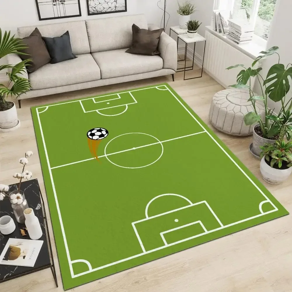 3D-Fußball-Fußballplatzteppich für Schlafzimmer, Wohnzimmer, Zuhause, Sofa, Dekoration, Kinderspiel, großes Dekor, Bodenmatte, Geschenk