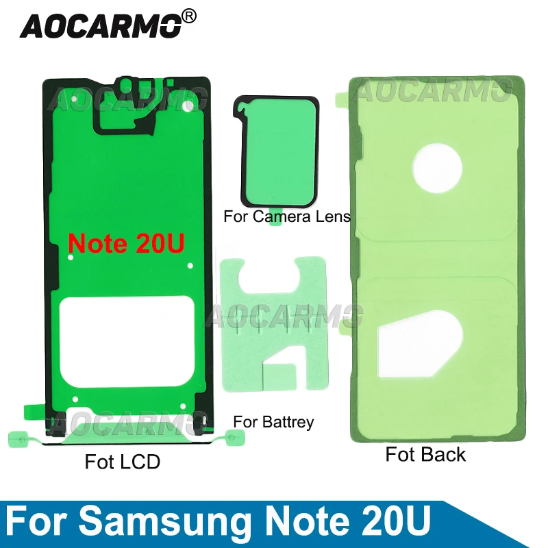 Aocarmo Pełny Zestaw Taśm Samoprzylepnych do Ekranu LCD Samsung Galaxy Note 20 Ultra, Ramka Tylna Pokrywy, Naklejka na Obiektyw Aparatu