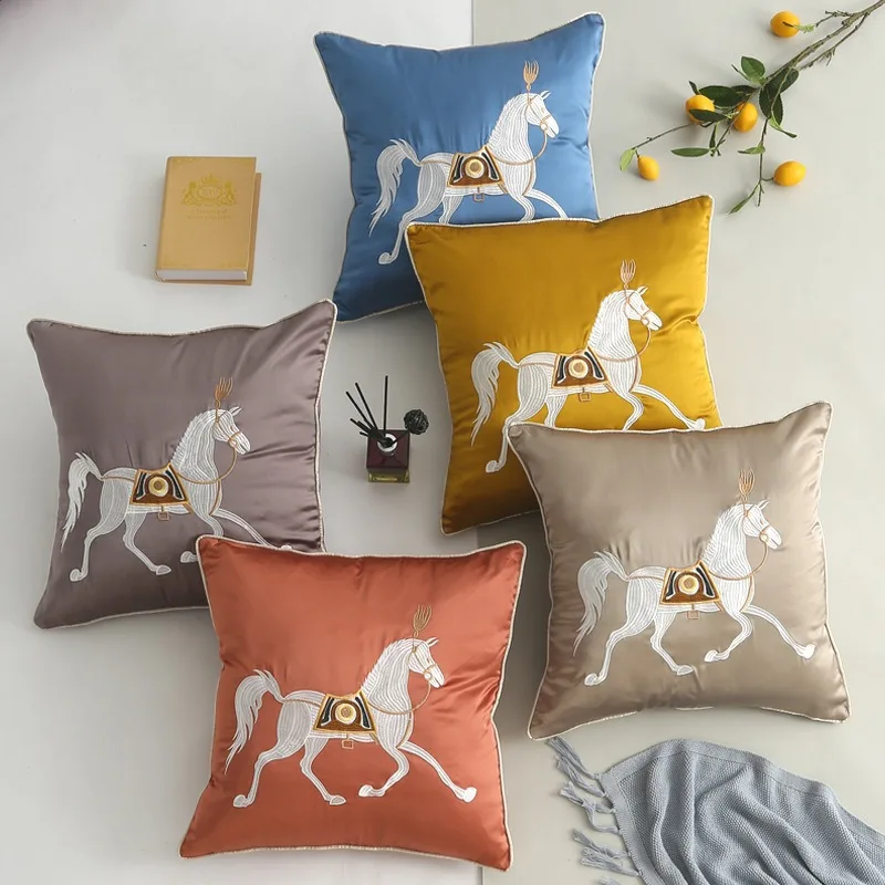 

New Chinese Style Cushions, High-precision Satin Embroidered Waist Pillows, Villas,Sofas Pillows, Home Decoration Accessories