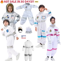 Kids Astronaut Cosplay Costume Nasa Boys Girls Spaceman Pilot Child Halloween Dress Up One-piece Jumpsuit Outfit Party Bodysuit