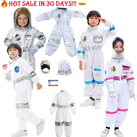 Kids Astronaut Cosplay Costume Nasa Boys Girls Spaceman Pilot Child Halloween Dress Up One-piece Jumpsuit Outfit Party Bodysuit