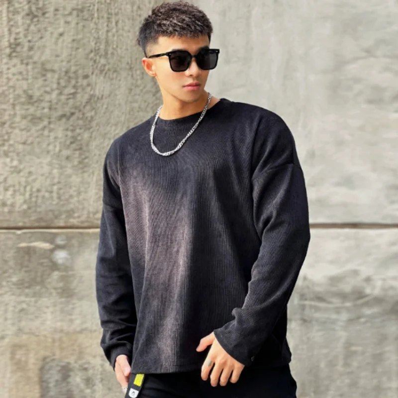 

2025 New High quality Autumn men long sleeved T-shirt Fashion sport Round Collar fitness running Training T-shirt men