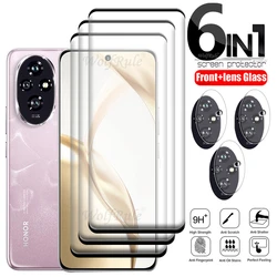 6-in-1 For Honor 200 Glass For Honor 200 Tempered Glass HD 9H Full Curved Cover Screen Protetor For Huawei Honor 200 Lens Glass