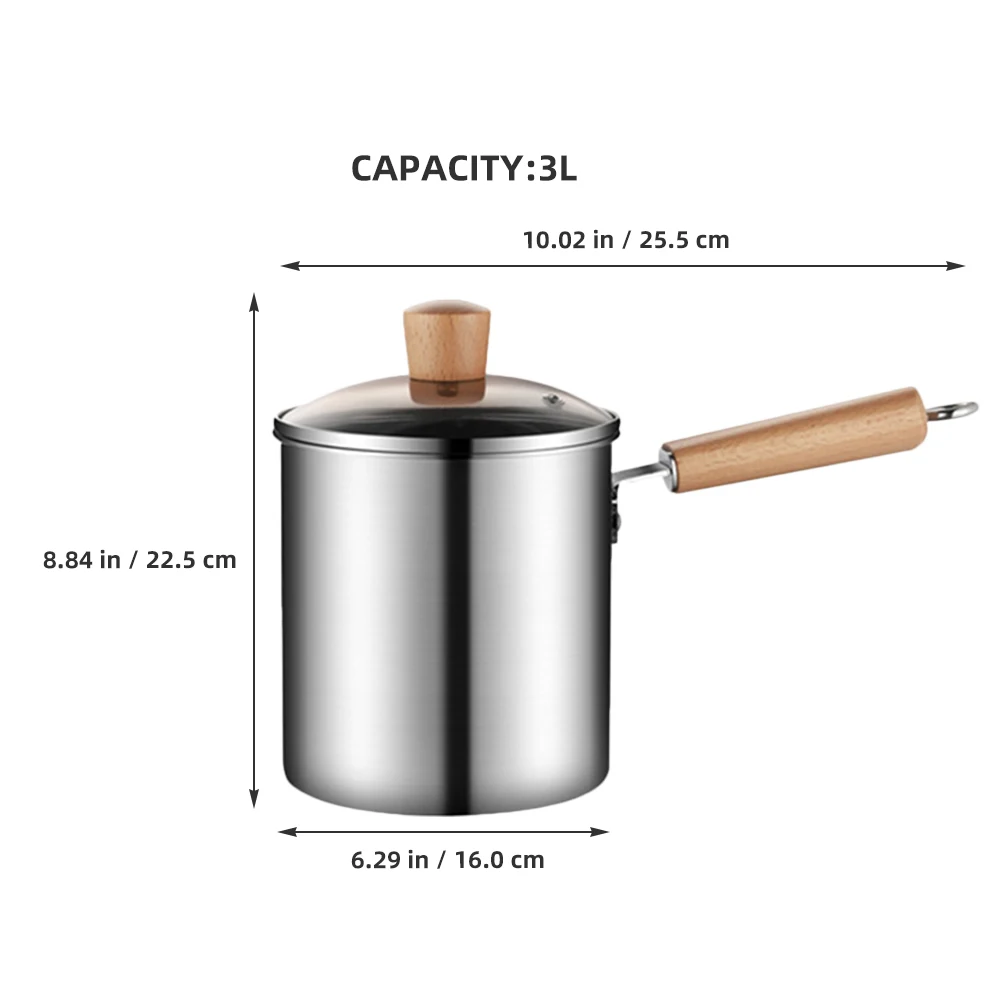 

Stainless Steel Fryer Pot Deep Frying Large Capacity Pan Household Skillet Wooden Handle Ergonomic Design Multi Purpose Kitchen