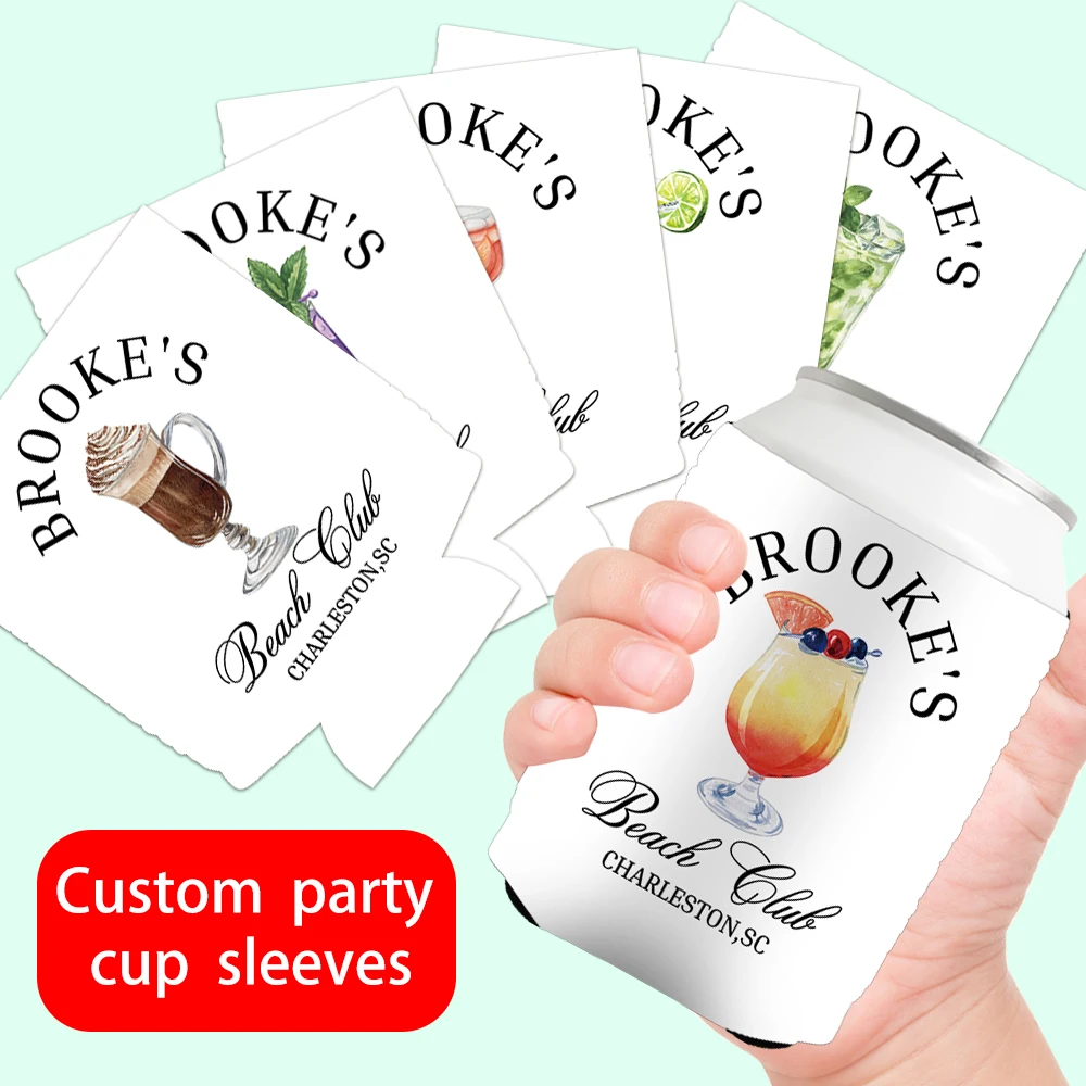 Custom Beer Can Sleeves Personalized Drinking cocktail Pattern Can Insulation Sleeves Ideal for Hawaiian Party Decorations