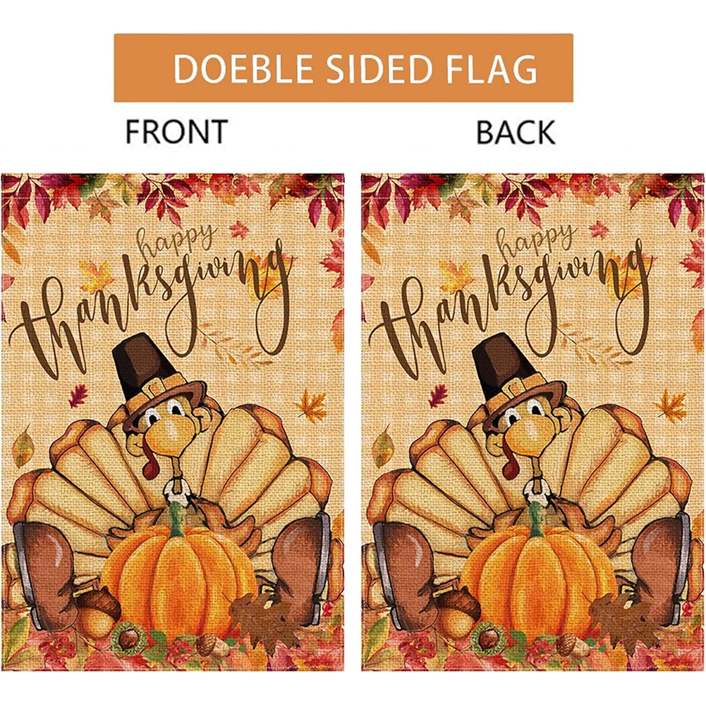 Crisp Autumn Vibes Decorative Fall Garden Banner Featuring Vibrant Turkey and Pumpkin Designs Perfect for Gatherings