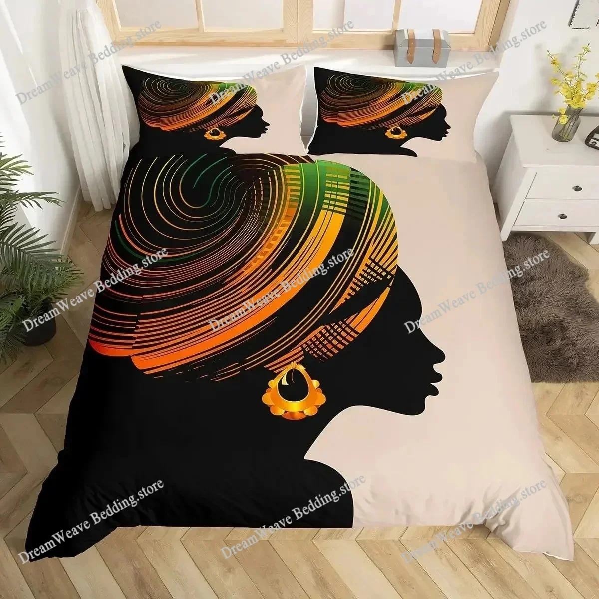 

3D Print Black Woman Bedding Set Boys Girls Twin Queen King Size Duvet Cover Pillowcase Bed Boys Adult Home Textileextile