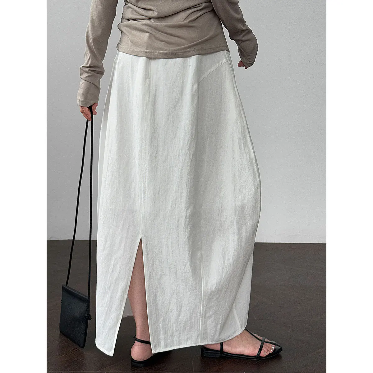 

SuperAen Cotton and Linen Lantern Skirt Design High-waisted 2025 Summer New Simple Solid Color A-line Long Skirts