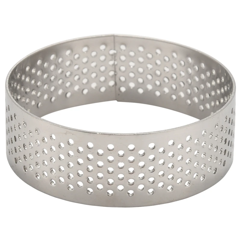 Perforated Tart Ring,Cake Mousse Molds Ring,Heat-Resistant Porous Cake Mousse Molds,Non-Stick Bottom Tower Pie Cake Ring