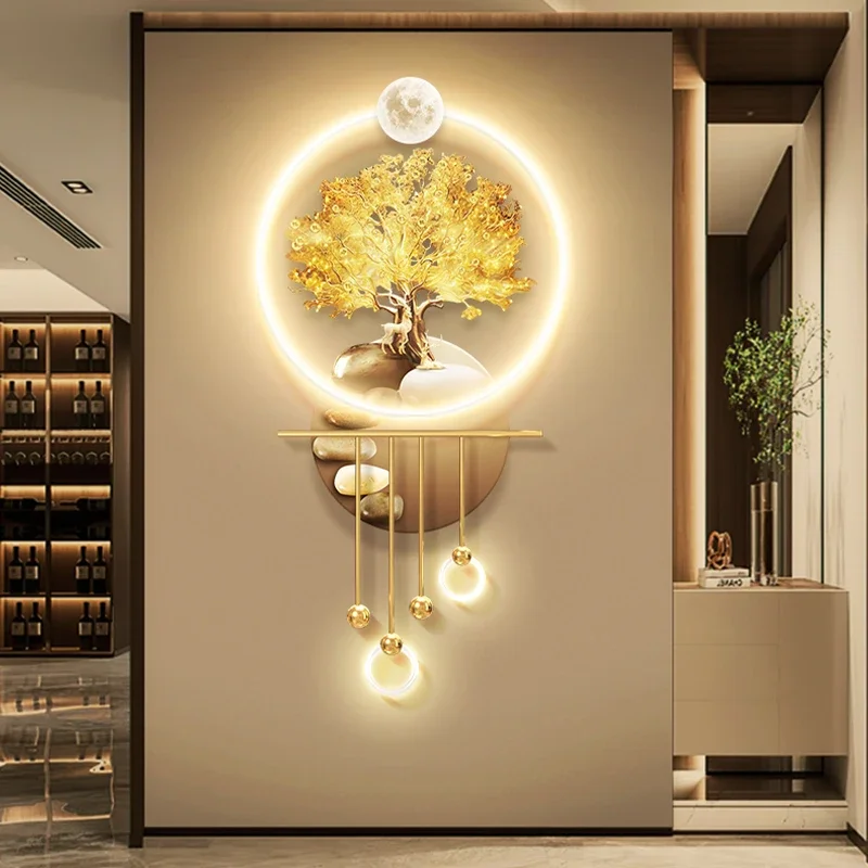 

French Style Fortune Tree Background Living Room Bedroom Dining Hall Luminous Mural Lamp Room Decoration LED Interior Wall Light