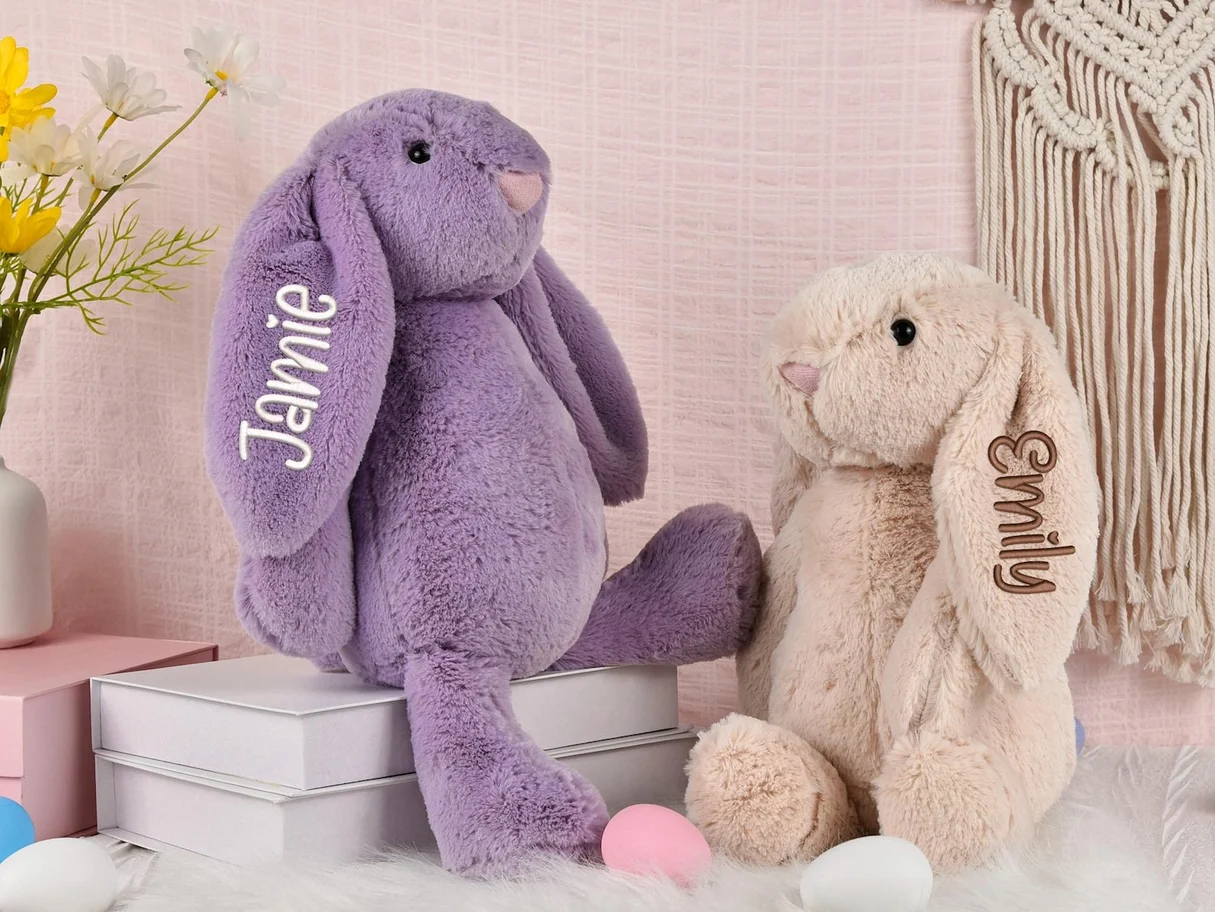 Personalized Long Ear Rabbit Easter Plush Toy Stuffed Pink Bunny Soft For Babies Sleeping Companion Cute Doll Children's Gift