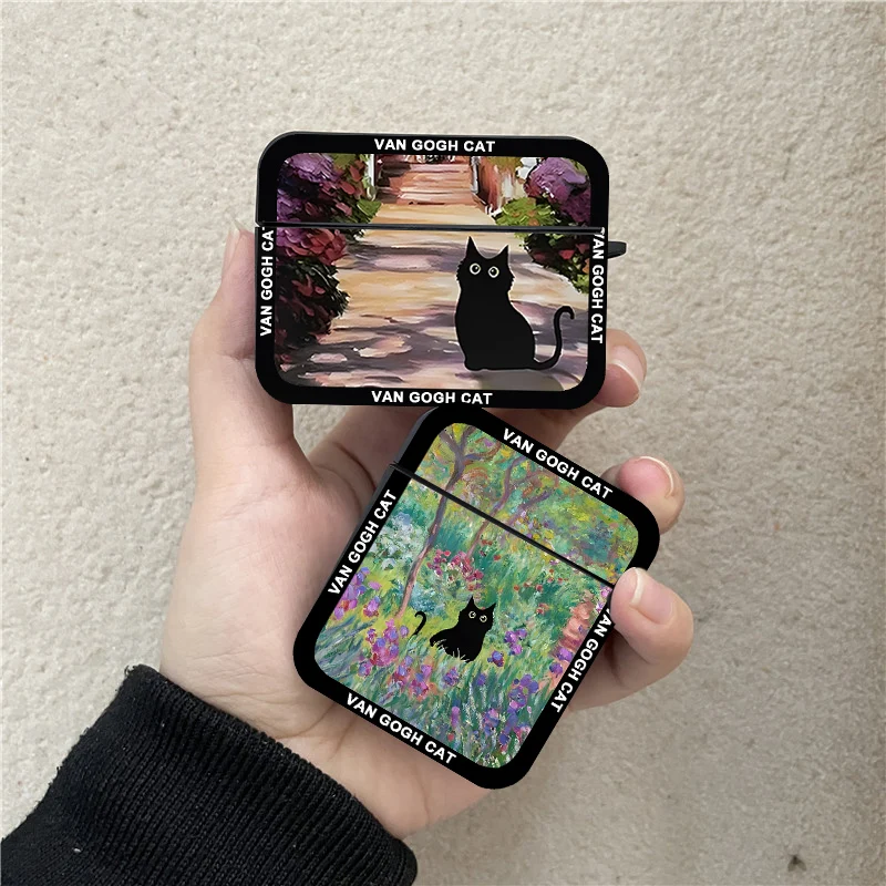 INS Retro Oil Painting Van-Gogh Cat Earphone Case For Apple AirPods Pro 2 Cute Silicone Hard Headphone Cover for Air Pods 3 2 1