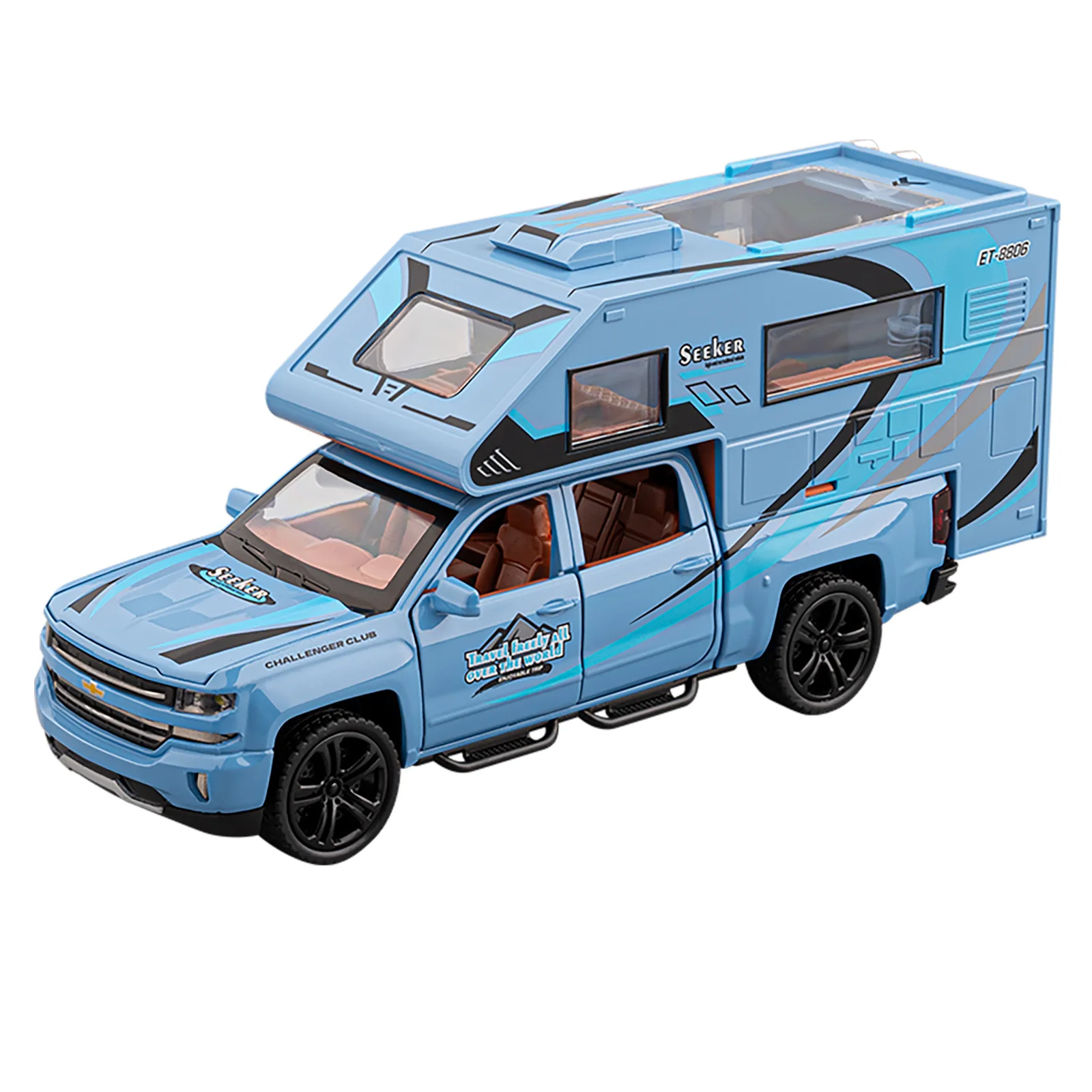 Voiture de Camping tout-terrain 1:32, Simulation de véhicule en alliage métallique moulé sous pression, modèle de voiture, son et lumière, Collection de jouets pour enfants, cadeaux
