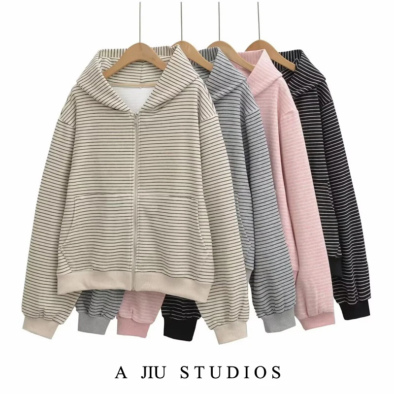 

Открытый кардиган на молнии в американском стиле ретро, женская свободная утягивающая универсальная верхняя одежда, осенний топ Lazy Sle