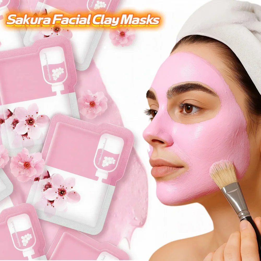 1PCS Mud Masks Sakura Facial Clay Masks Moisturizing Oil-Control Deep Cleansing Repairing Facial Skin Care Mask