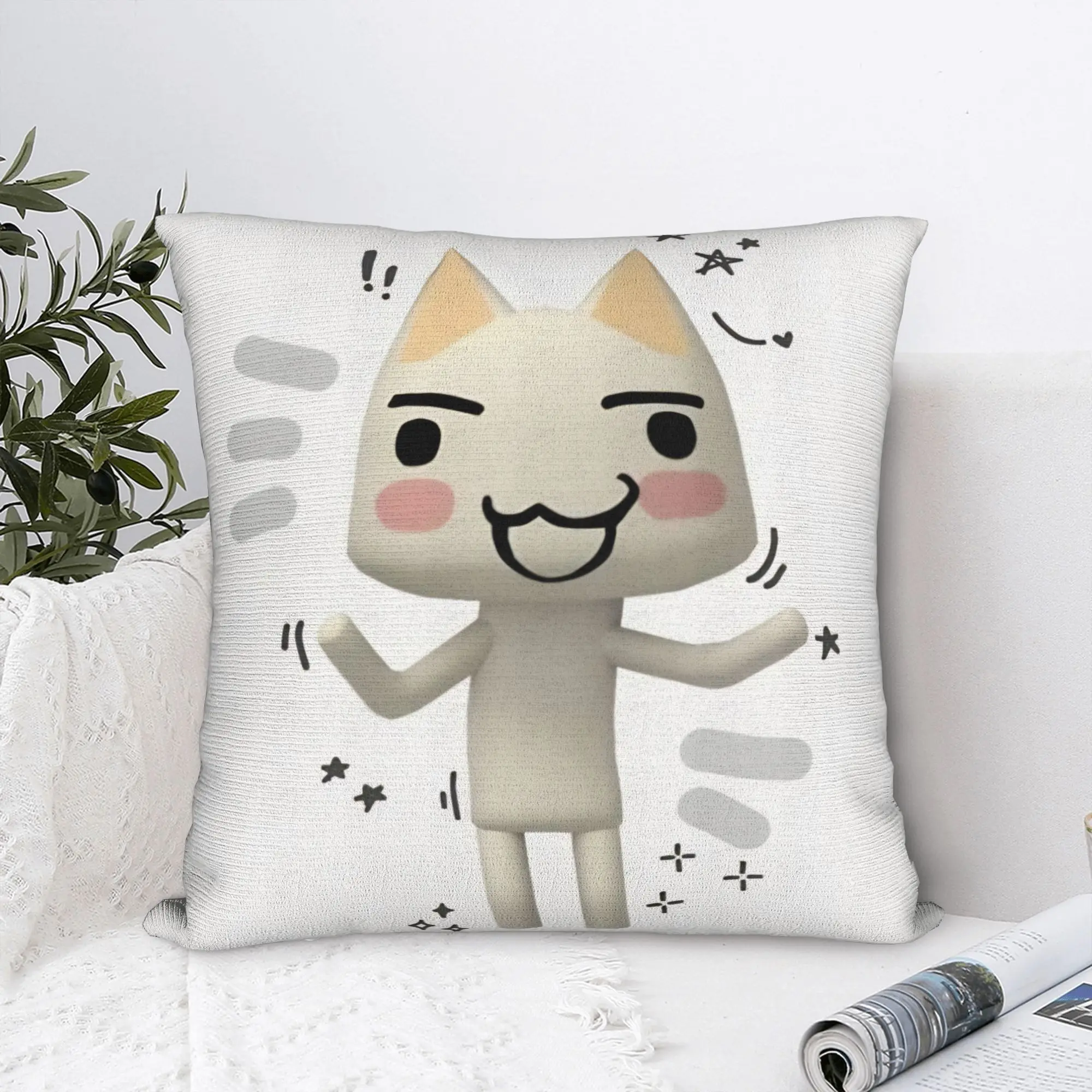 Toro Inoue Cat Square Pillow Case Kawaii Neko Cushion Covers Customized Zippered Decorative Pillowcase for Sofa 45x45cm