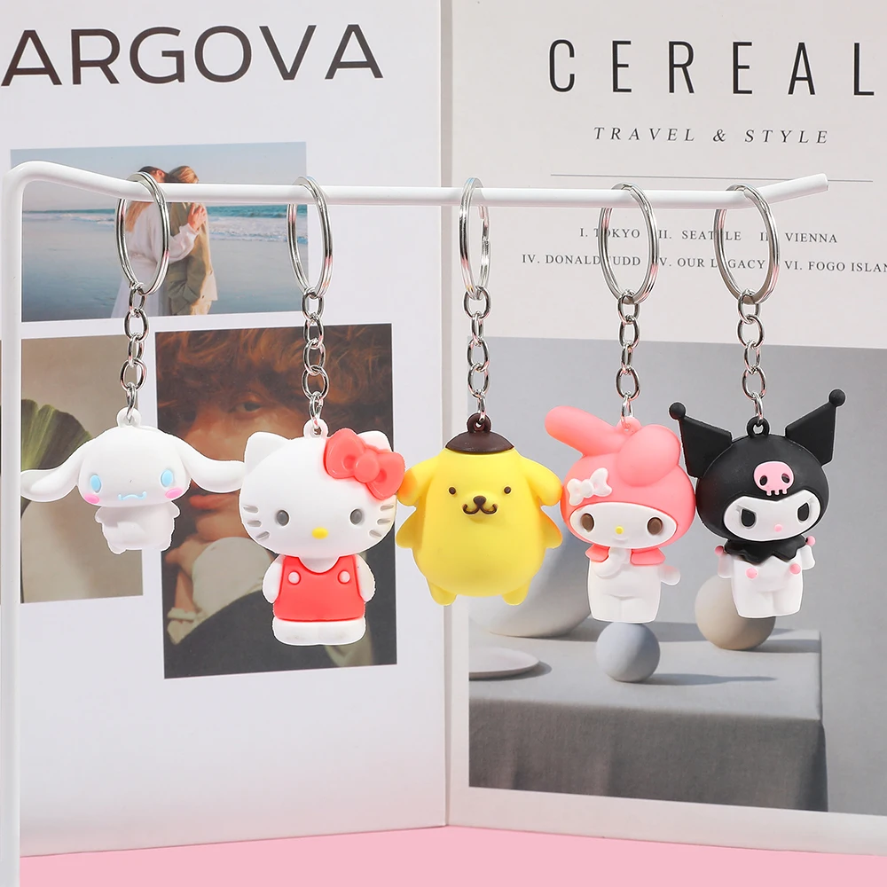 5 uds Sanrio llavero con dije lindo muñeco de dibujos animados de silicona bolso de mujer colgante decoración perfecto regalo de cumpleaños o Halloween
