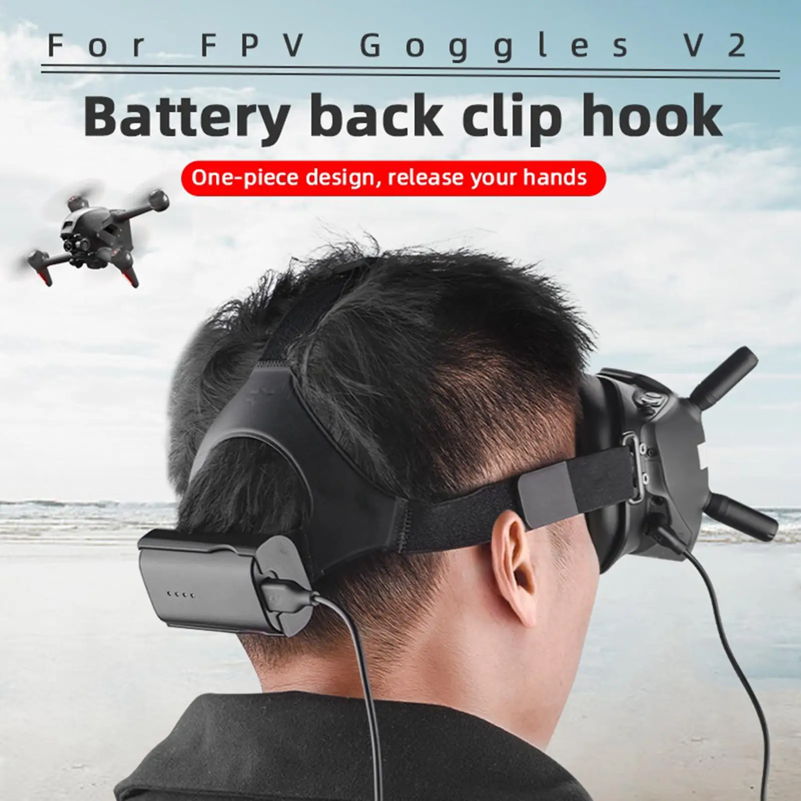 Battery Bracket Back Clip Hook for DJI Goggles V2, Lightweight Easy to Carry