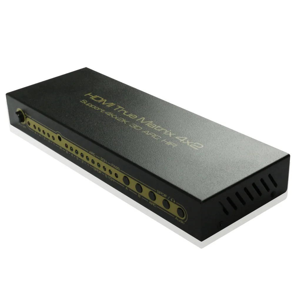 3840x2160P Video Switcher IR Control ARC 3D 1080P HIFI SPDIF Toslink 5.1 4K HDMI-compatible Matrix 4x2 Switch Splitter 4 IN 2