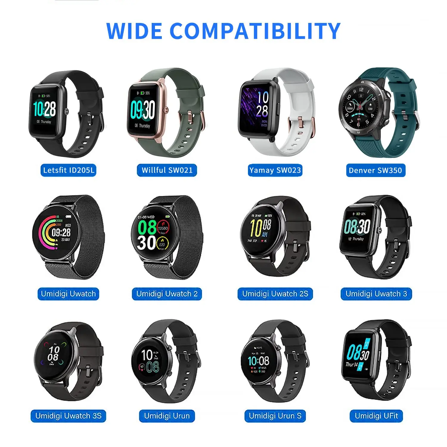 3.3FT Smart Watch Charger Magnetic, USB Charging Cable for YAMAY VeryFitPro SW023 ID205L SW021 ID205U ID205S SW025 Uwatch 3S 3 2