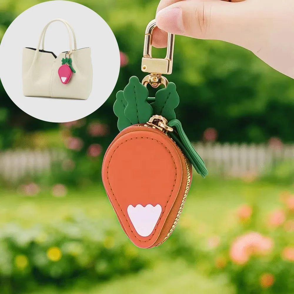 

Carrot Vegetable Coin Purse Key Bag Cute PU Leather Pendant Korean Keychain Earphone Bag Mini Storage Bag Wallet Coin Bags