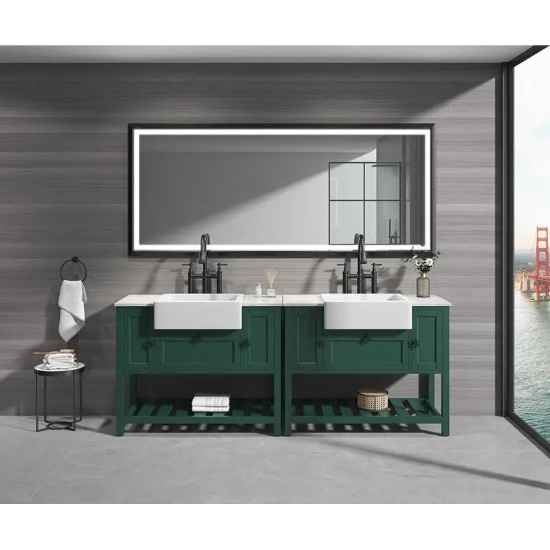 

38x88 Inch LED Bathroom Mirror, Wall-Mounted Vanity Mirror, Anti-Fog, Memory Function, 3 Color Options, Stepless Dimmable