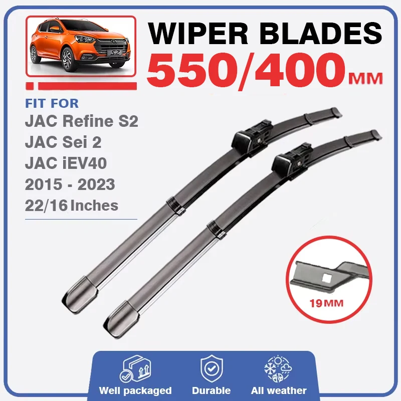 Front Rear Wiper Blades Set For JAC S2 Refine Sei 2 iEV40 2015 - 2023 Windshield Windscreen Brushes Accessories Rubber Refills