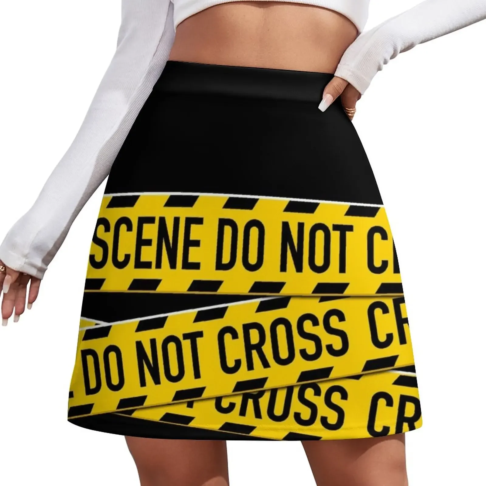 

Crime Scene Mini Skirt dresses for prom Women's clothing night club women chic and elegant woman skirt