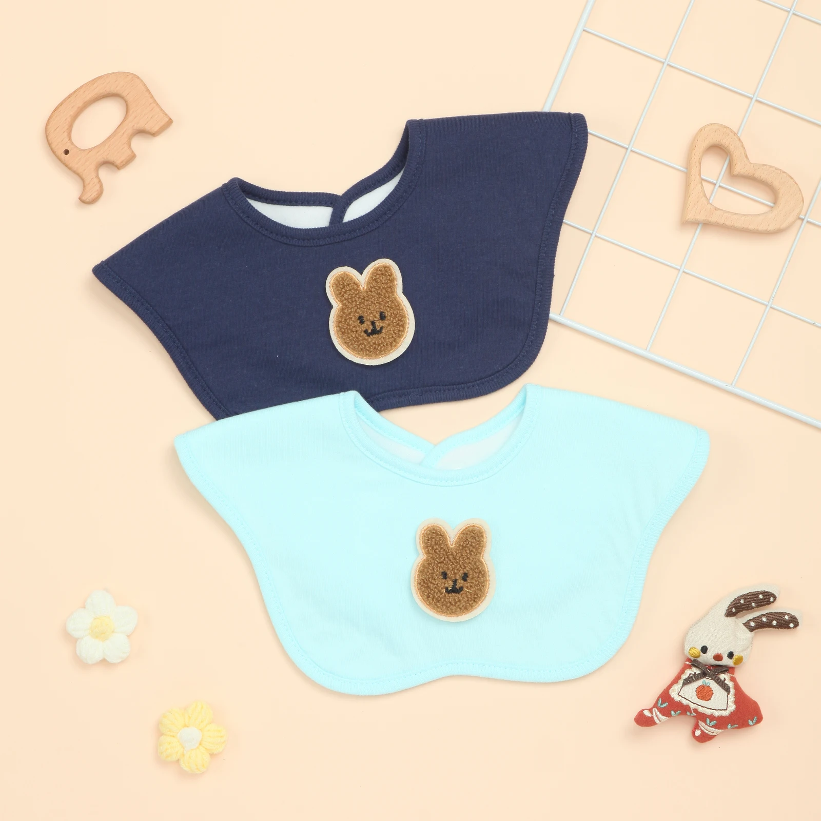 

2P супермягкие детские нагрудники, впитывающий нагрудник для новорожденных для прорезывания зубов, слюнотечения, регулируемая защелка, синий