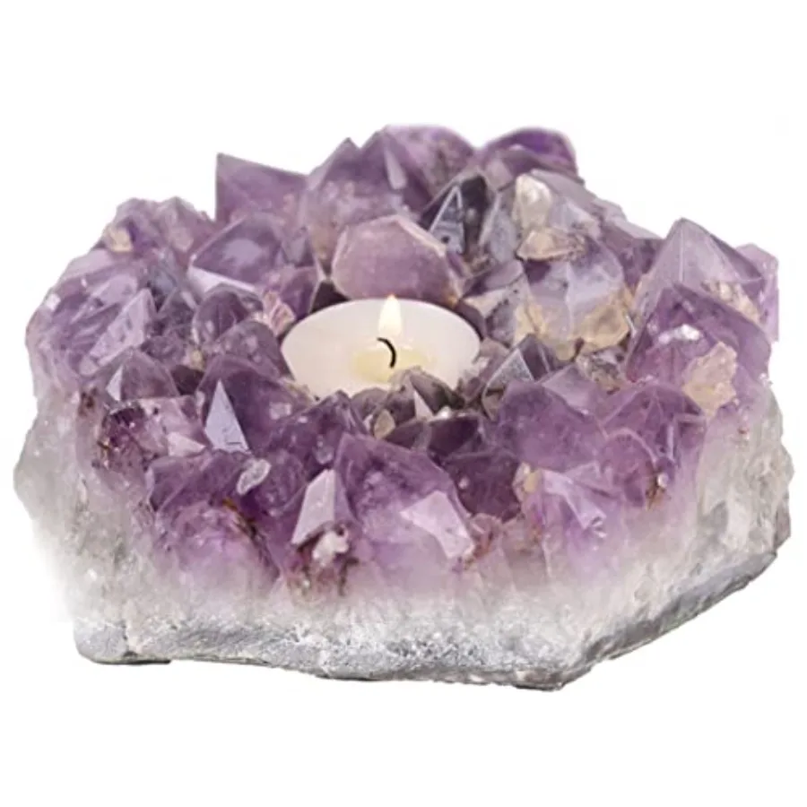 

Amethyst Candle Holder Natural Purple Crystals Candle Stand Large Amethyst Tealight Candle Holders Home Decoration 5.5 Inch