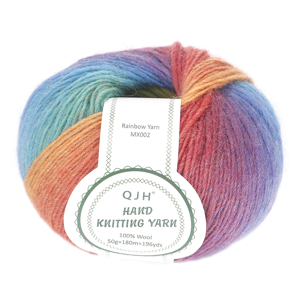 Rainbow Segment Gradient Dye Weaving Yarn Thread for DIY Hand Crocheting & Household Machine Knitting Shawl Sweater Craftwork