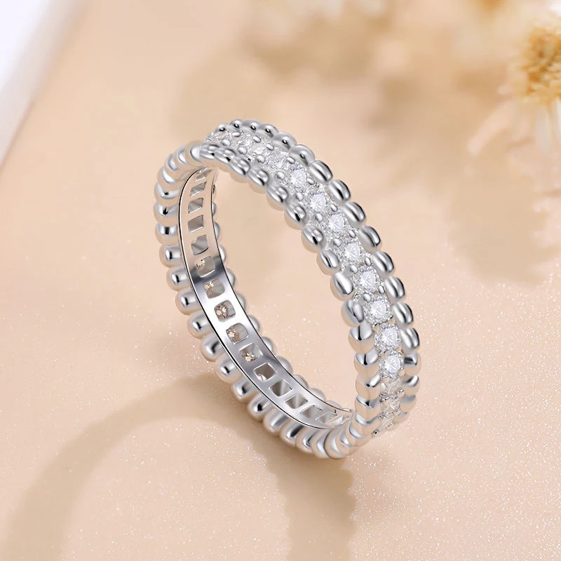 1.5MM GRA Certificate Moissanite Diamond Row Rings For Women Men Engagement Wedding Band 925 Sterling Silver Ring Jewelry Gifts