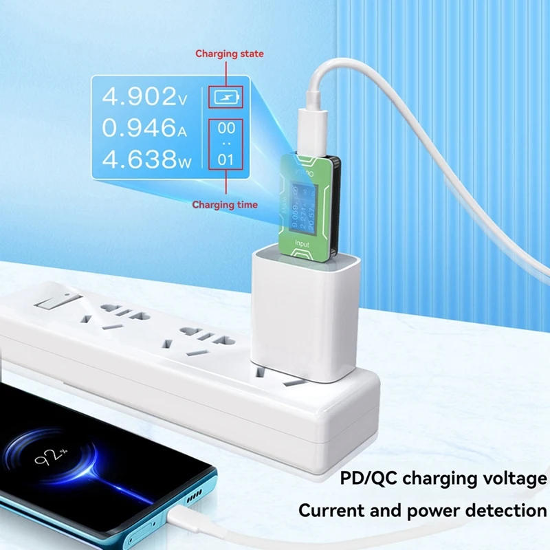 JCID CT02 PD/QC Fast Charging Charger Detector USB-C Power Supply Tester For Measuring Voltage, Power And Current