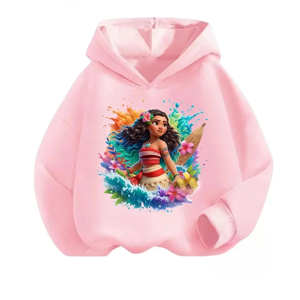 Fashionable and charming Disney Moana Cartoon Anime Printing Men's and women's hoodies Autumn and Winter Couple Clothes Hoodies