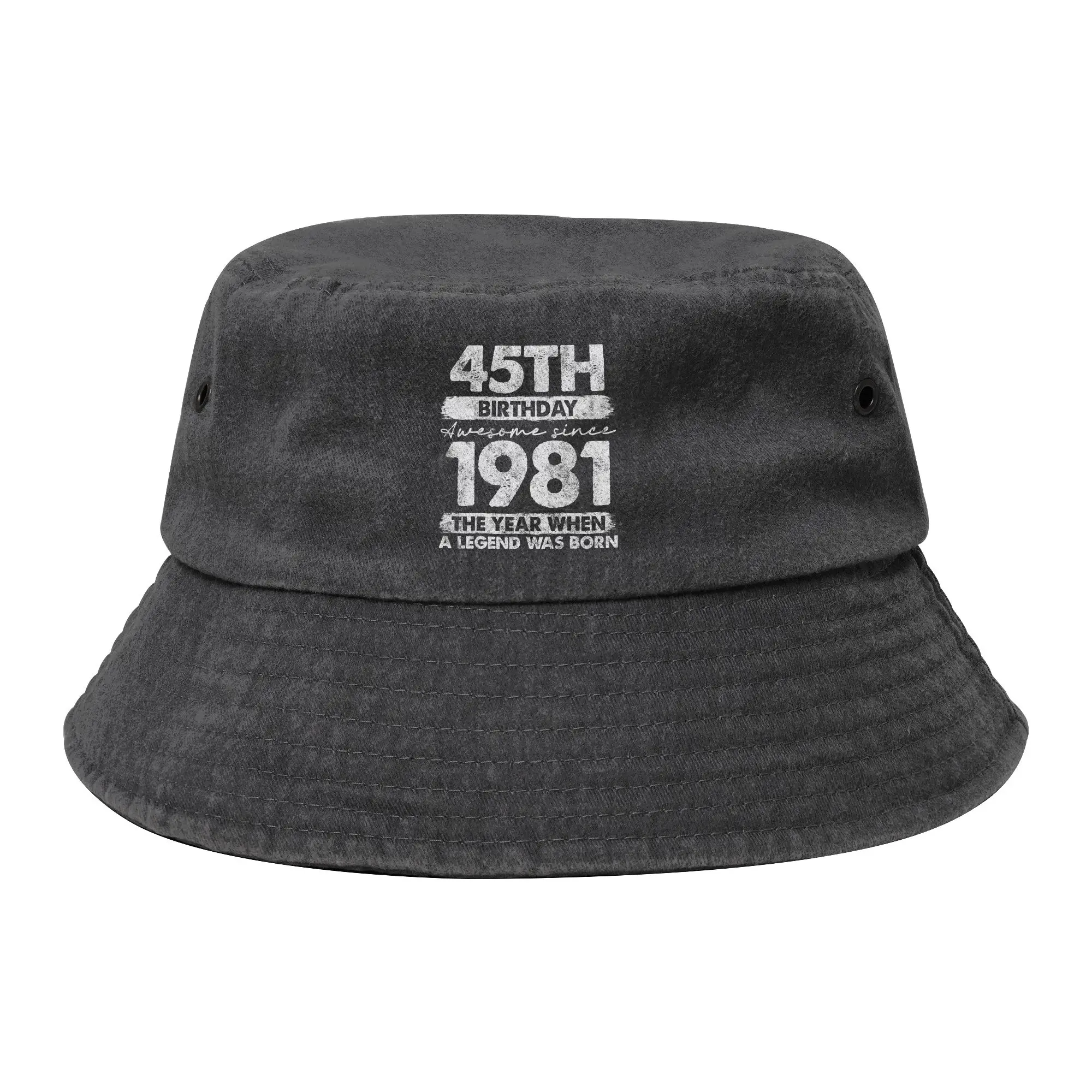 45 Year Old 1981 Limited Edition Bucket Hats for Unisex Beach 45th Birthday Distressed Denim Field Hat for Outdoor Fisherman Cap