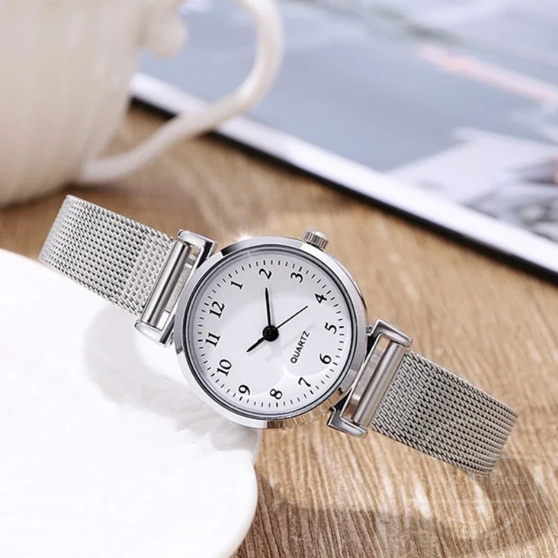 Relojes de pulsera de plata para Mujer, Reloj de pulsera pequeño para Mujer, relojes de moda para Mujer, Reloj femenino