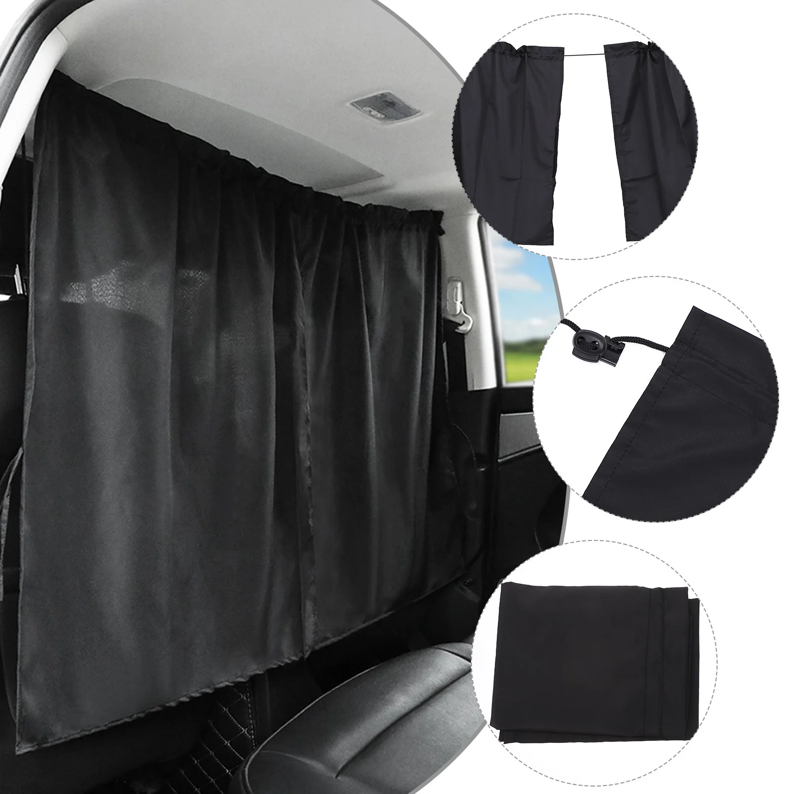 

Car Partition Curtain Black Privacy Sunshade Removable Divider Flexible Mesh Material Good Resting Environment Travel